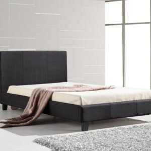 Modern Black Faux Leather Platform Bed Frame