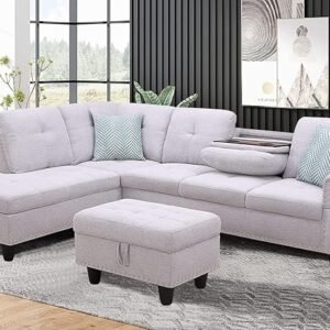 Sectional sofa with storage ottoman