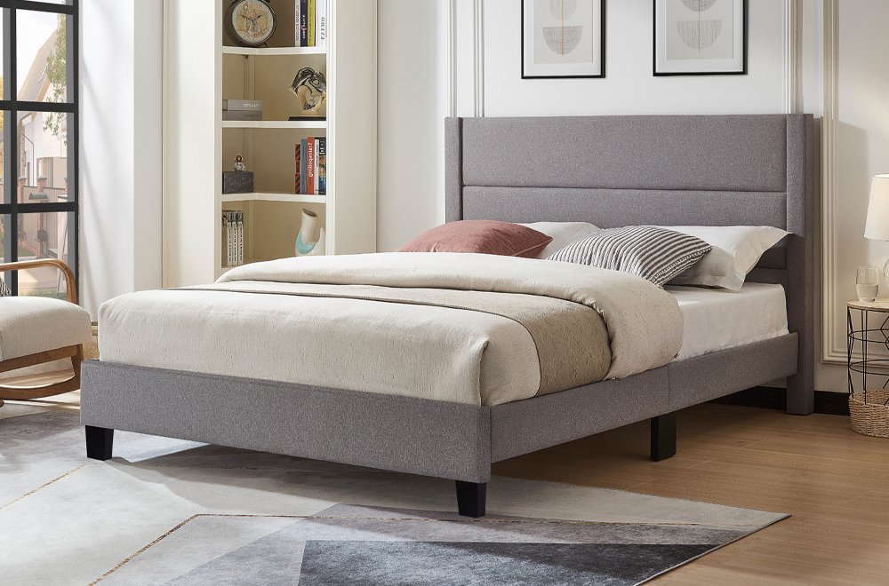 Wingback Upholstered Bed Frame | Black | Grey | White