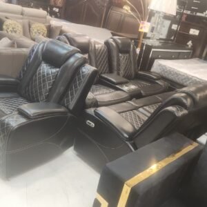 Rogers Electric Power Recliner Sofa Set – 3+2 Seater | Available in Dark Brown, Cream & Black